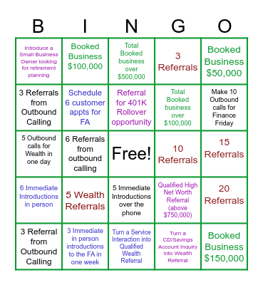 WIN WITH WEALTH Bingo Card