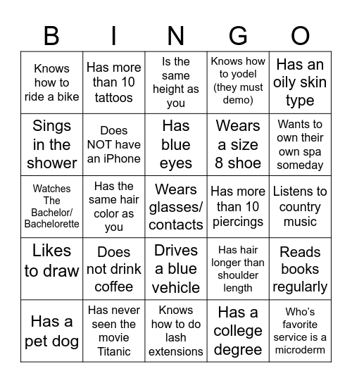 Find Someone Who… Bingo Card