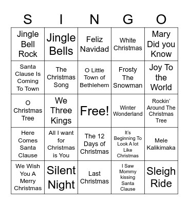 Music Bingo Card