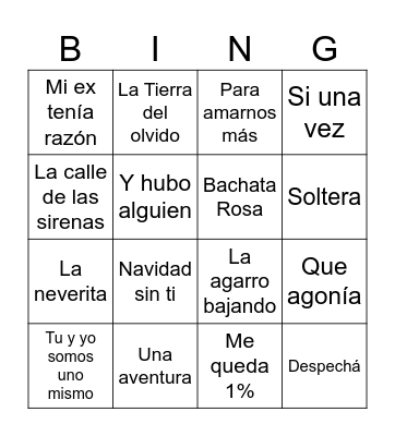 Chicas Salon Xmas Party Bingo Card
