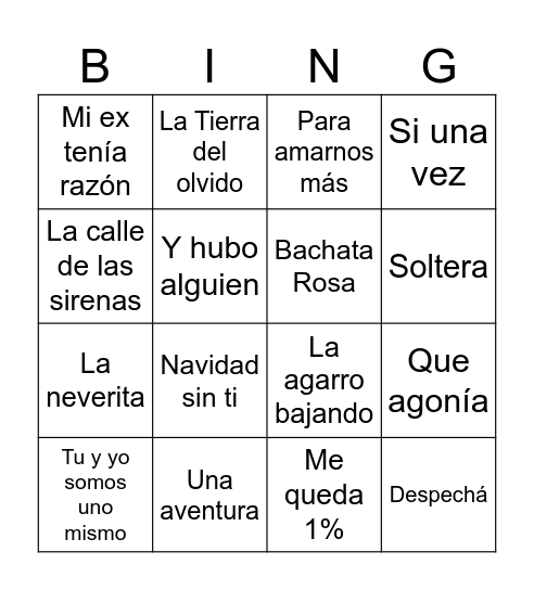 Chicas Salon Xmas Party Bingo Card