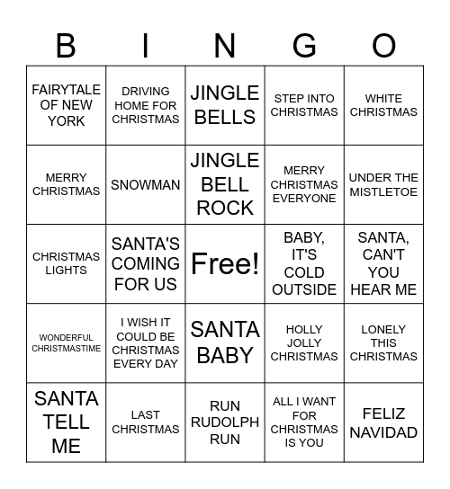 CHRISTMAS MUSIC Bingo Card