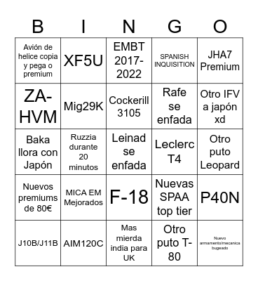 Storm Warning Bingo Card