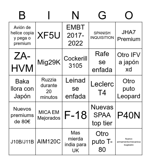 Storm Warning Bingo Card