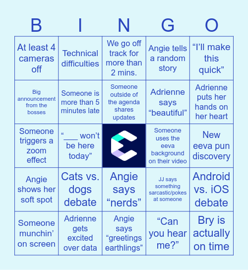 eeva Team Meeting Bingo Card