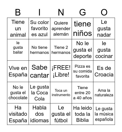 Busca una persona que.... Bingo Card