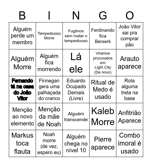 Bingo Fragmentação Bingo Card