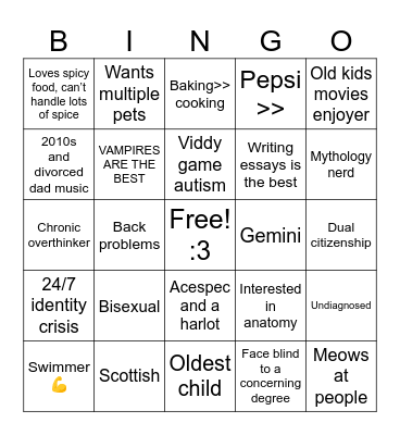 Nova <3 Bingo Card