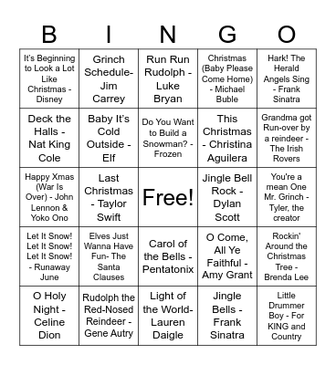 YU CHRISTMAS BINGO Card