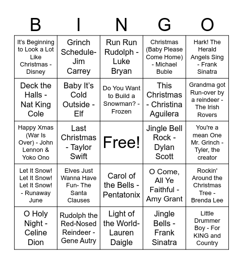 YU CHRISTMAS BINGO Card