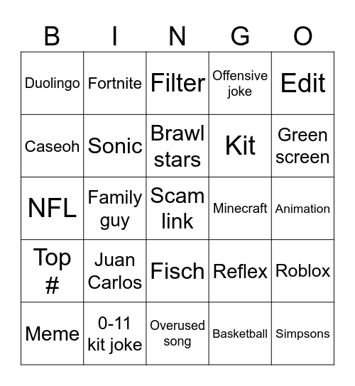 Yt shorts Bingo Card