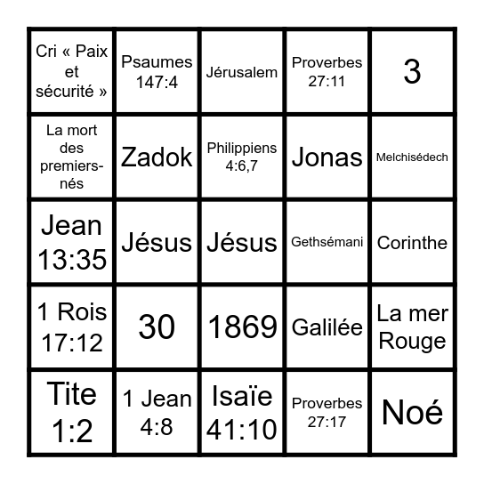 Bingo Spirituel Bingo Card