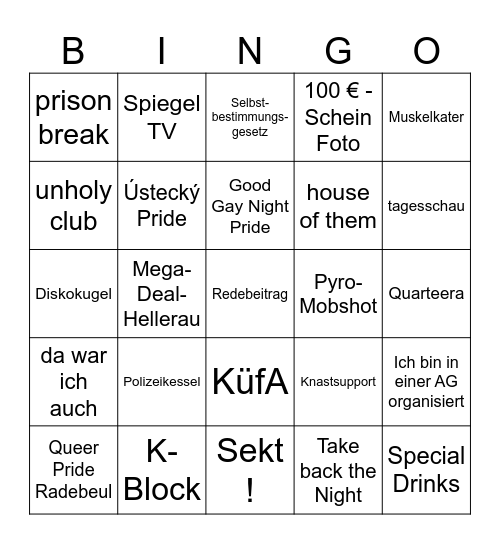 the unholy retroperspective Bingo Card