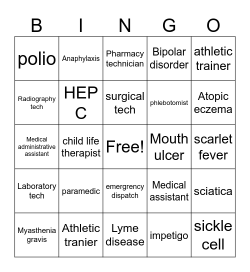 MEDICAL BINGO Card