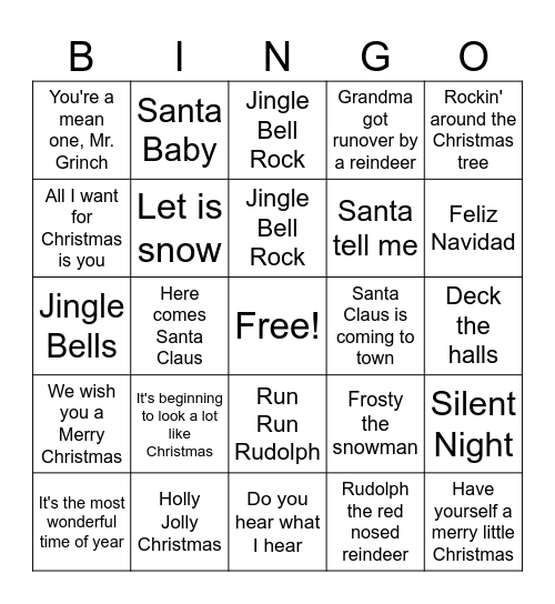 Merry Christmas Bingo Card