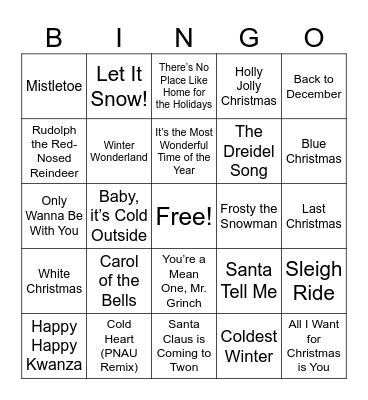 MUSIC BINGO Card