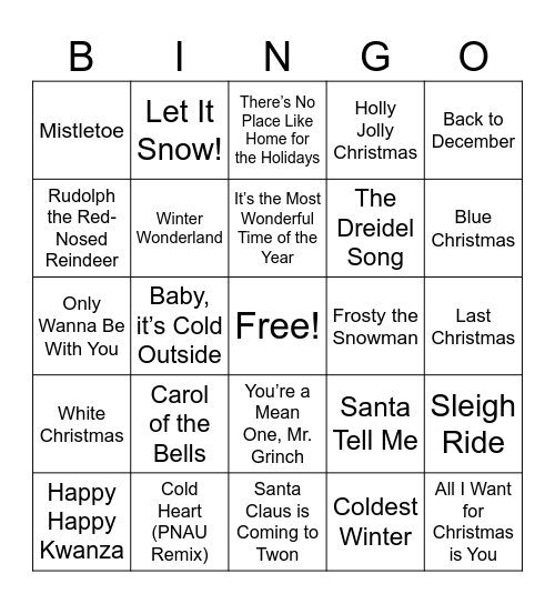 MUSIC BINGO Card