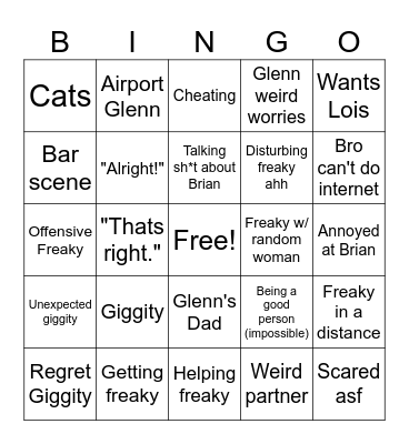 Quagmire Bingo Card