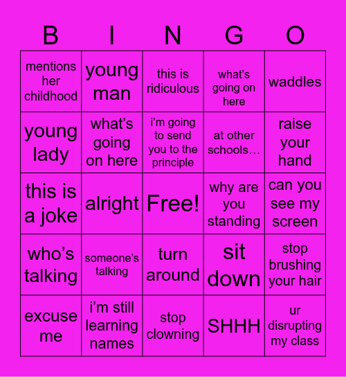 burton bingo Card