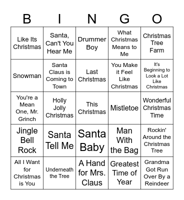 Pop Christmas Bingo Card