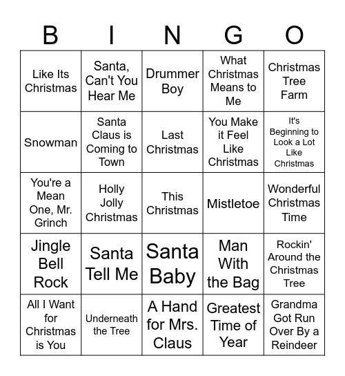 Pop Christmas Bingo Card