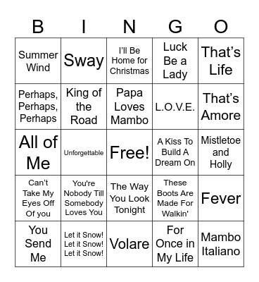 Rat Pack & Friends Bingo Card