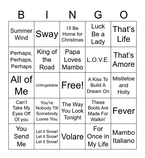 Rat Pack & Friends Bingo Card