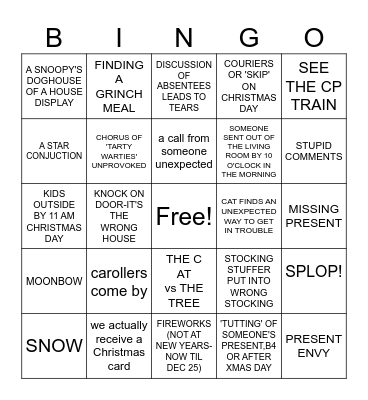 THE WHOLE CHRISTMAS SEASON Bingo Card