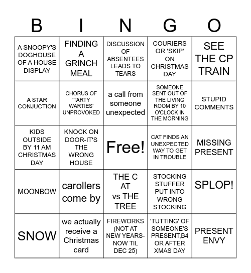THE WHOLE CHRISTMAS SEASON Bingo Card