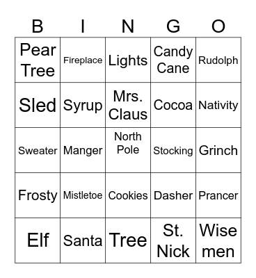 Christmas Bingo Card