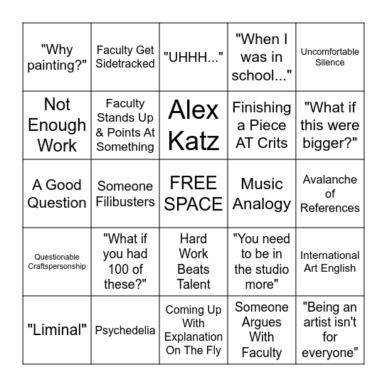 D+P Crits Bingo Card