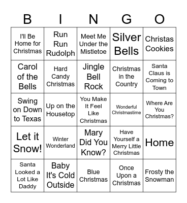 Country Christmas Bingo Card