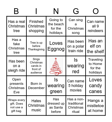 Mix & Mingle Christmas Bingo Card