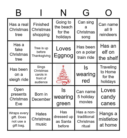 Mix & Mingle Christmas Bingo Card