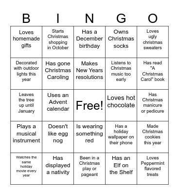 Merry Christmas Bingo Card