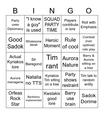 "Good" Bingo Card