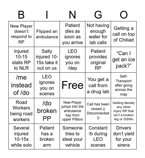LSEMS Bingo Card