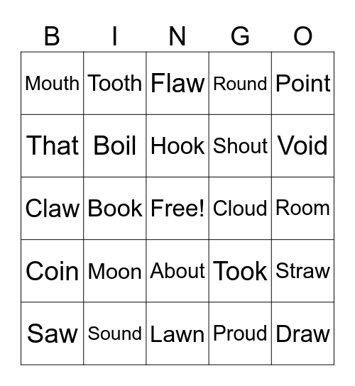 Vowel Team Bingo Card