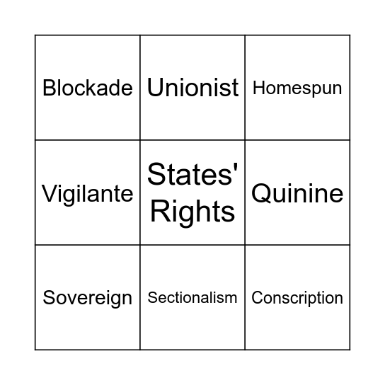 Chapter 16 Texas History Bingo Card