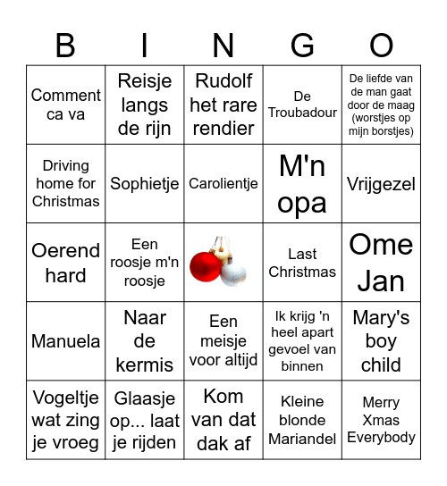 Muziekbingo Daniel 13 december 2024 Bingo Card