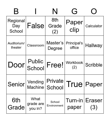 Unit 2 Bingo Card