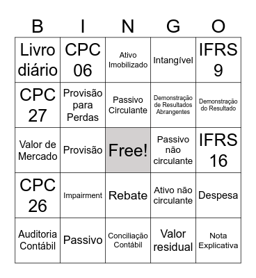 Bingo Contábil Bingo Card