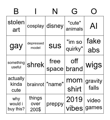 temu Bingo Card