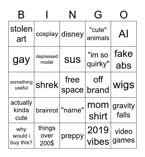 temu Bingo Card
