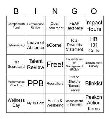 HR Bingo Card