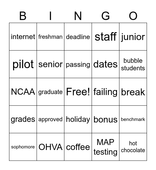 HS Meeting Fun Bingo Card