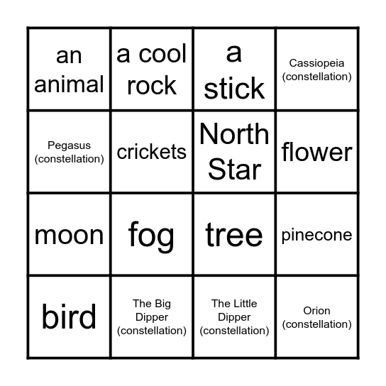 Outdoor Adventurer Bingo Card