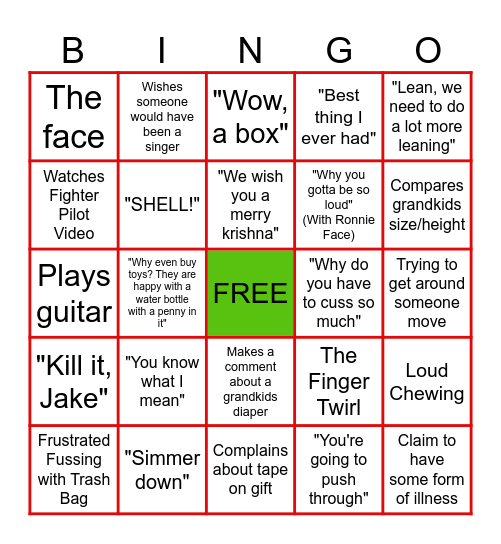 Christ(odd)mas Bingo Card