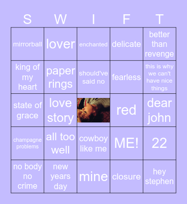 taylor swift songs! Bingo Card