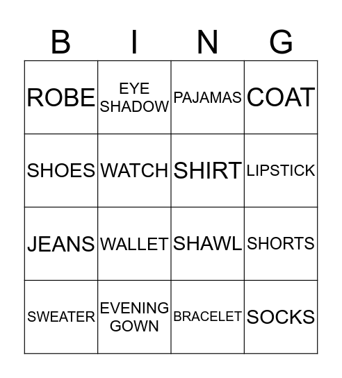 ONCE YOU SHOP--YOU CAN'T STOP Bingo Card
